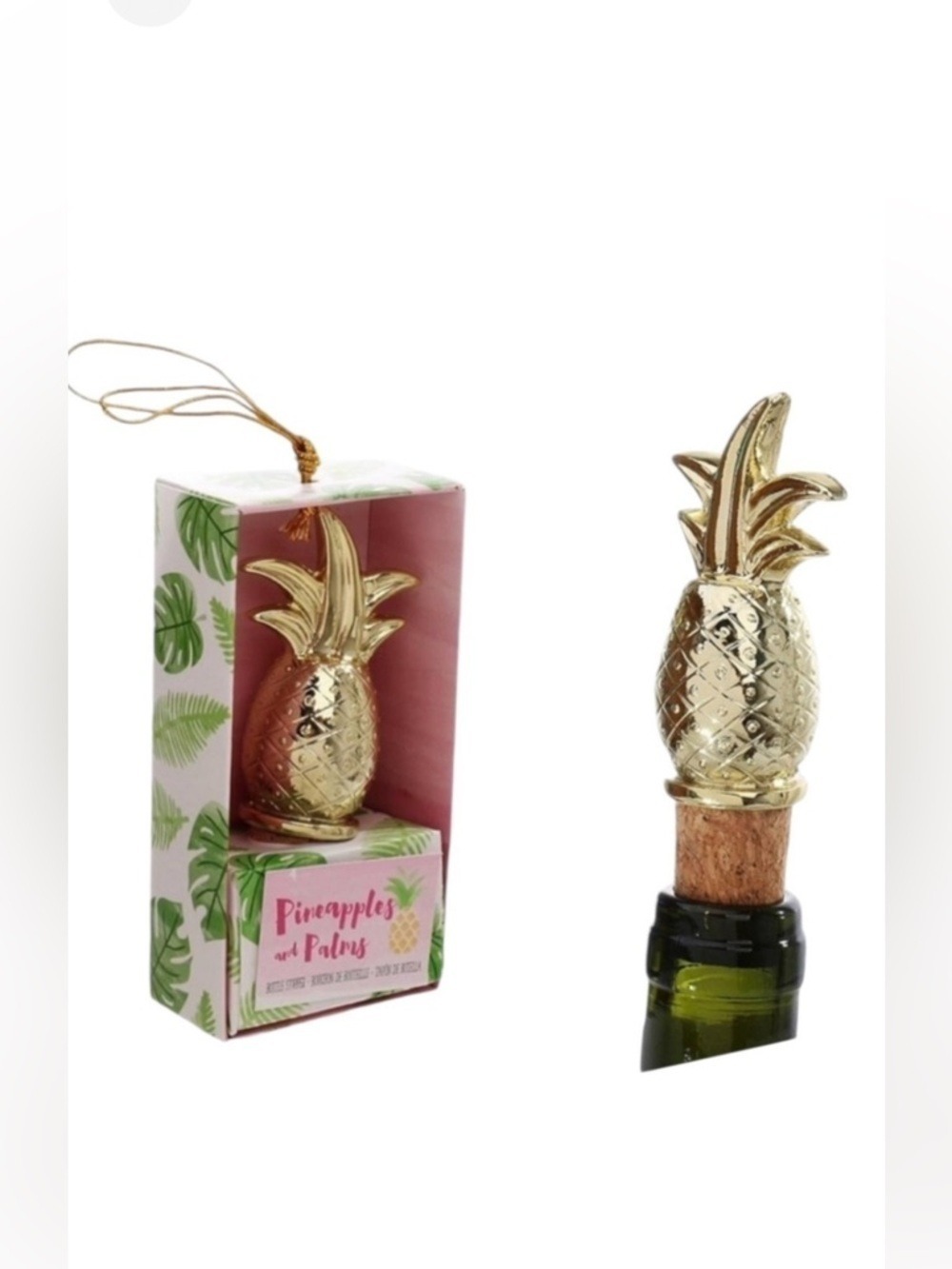 Kate Aspen Pineapple Gold Tone Wine or Champagne Stopper NEW